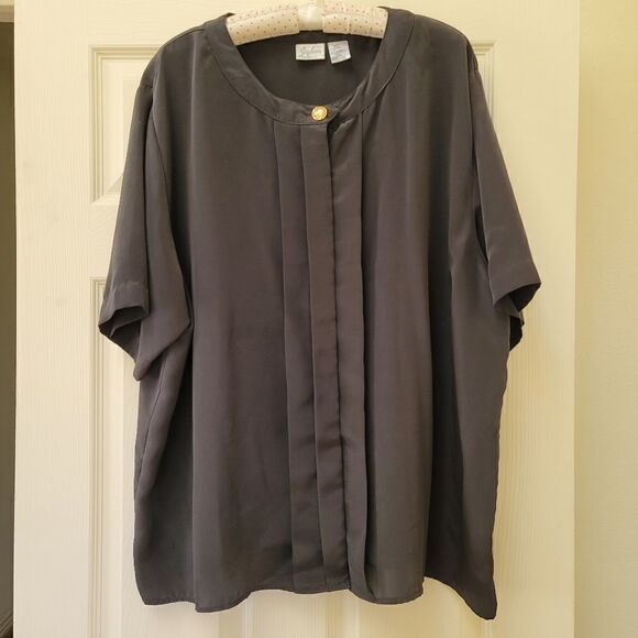 Jaclyn smith classics womens plus size 24 W black pleated button up dressy vinta - Picture 1 of 5